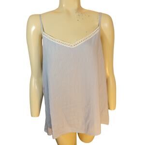 NEW SO Blue White Striped Lace Trim V-Neck Layering Tank Top Juniors Size XL
